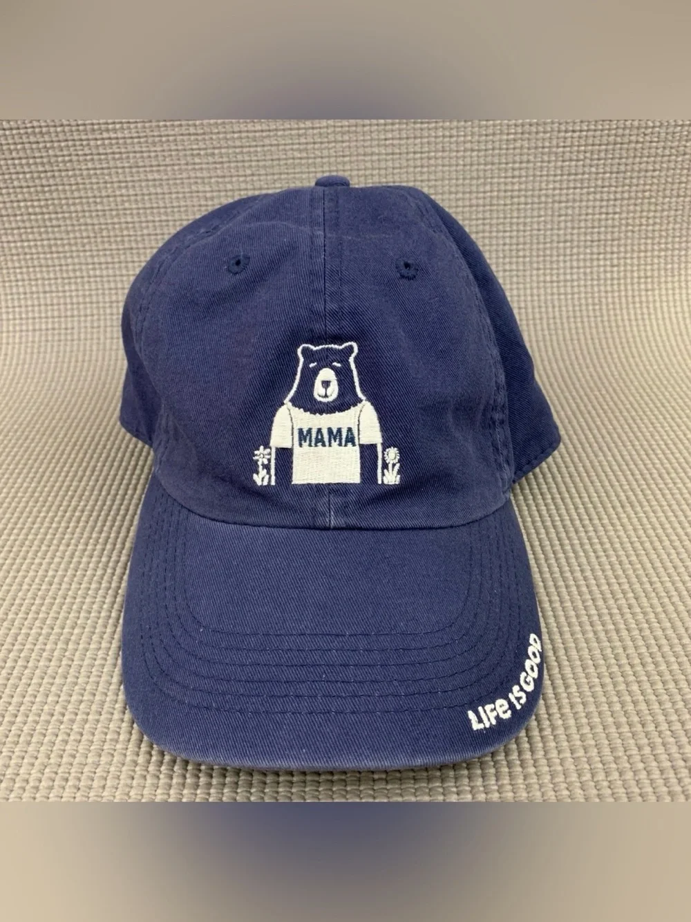 LIFE IS GOOD Women's Mama Bear Embroidered Adjustable Strapback Navy Blue Hat